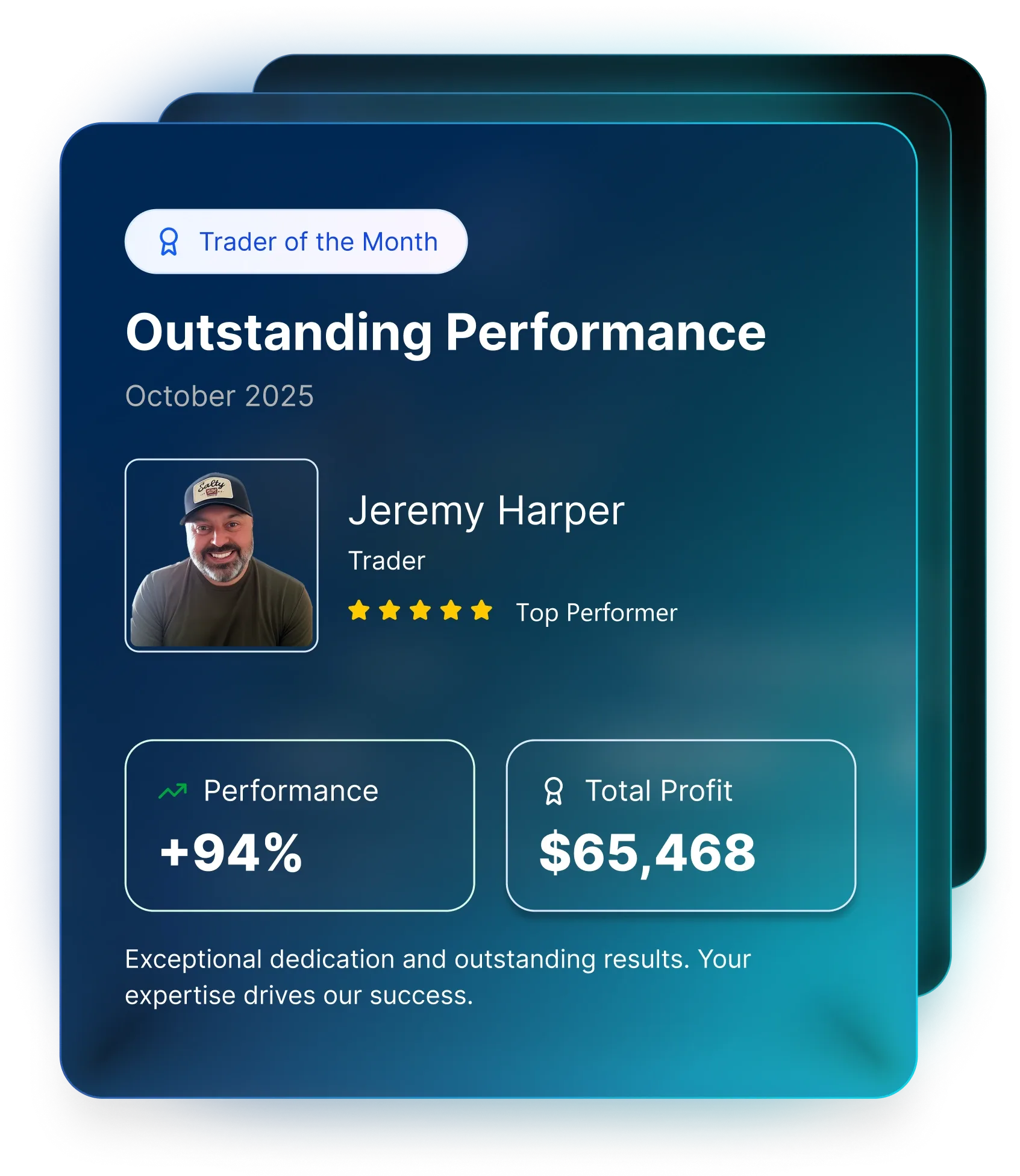 Trader of the Month - Outstanding Performance Card