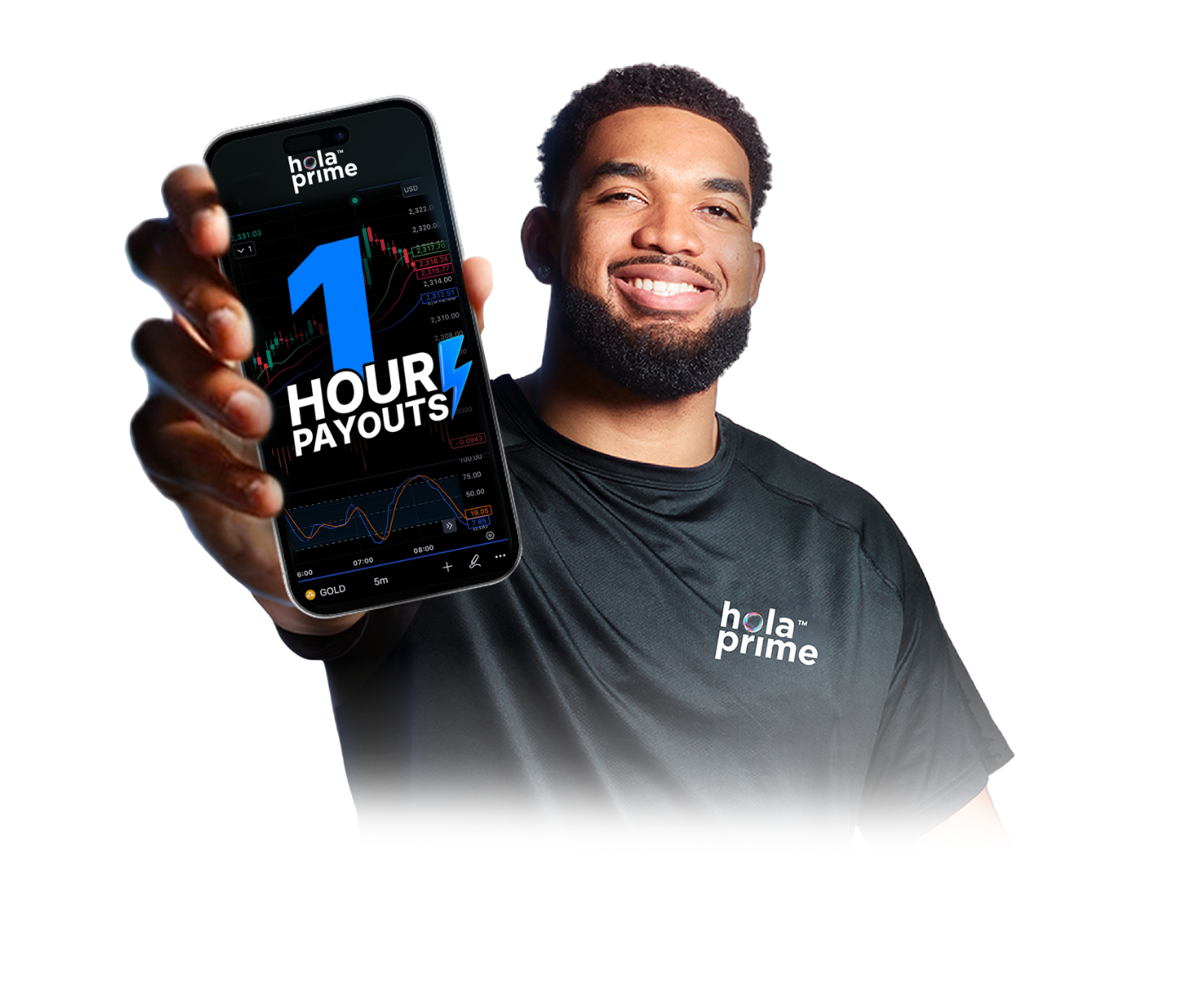 Basketball player promoting Hola Prime