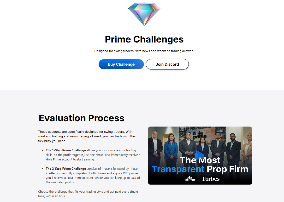 A diagram showing the 2-phase structure of the Hola Prime Challenges, with Phase 1 'Challenge' and Phase 2 'Verification'.
